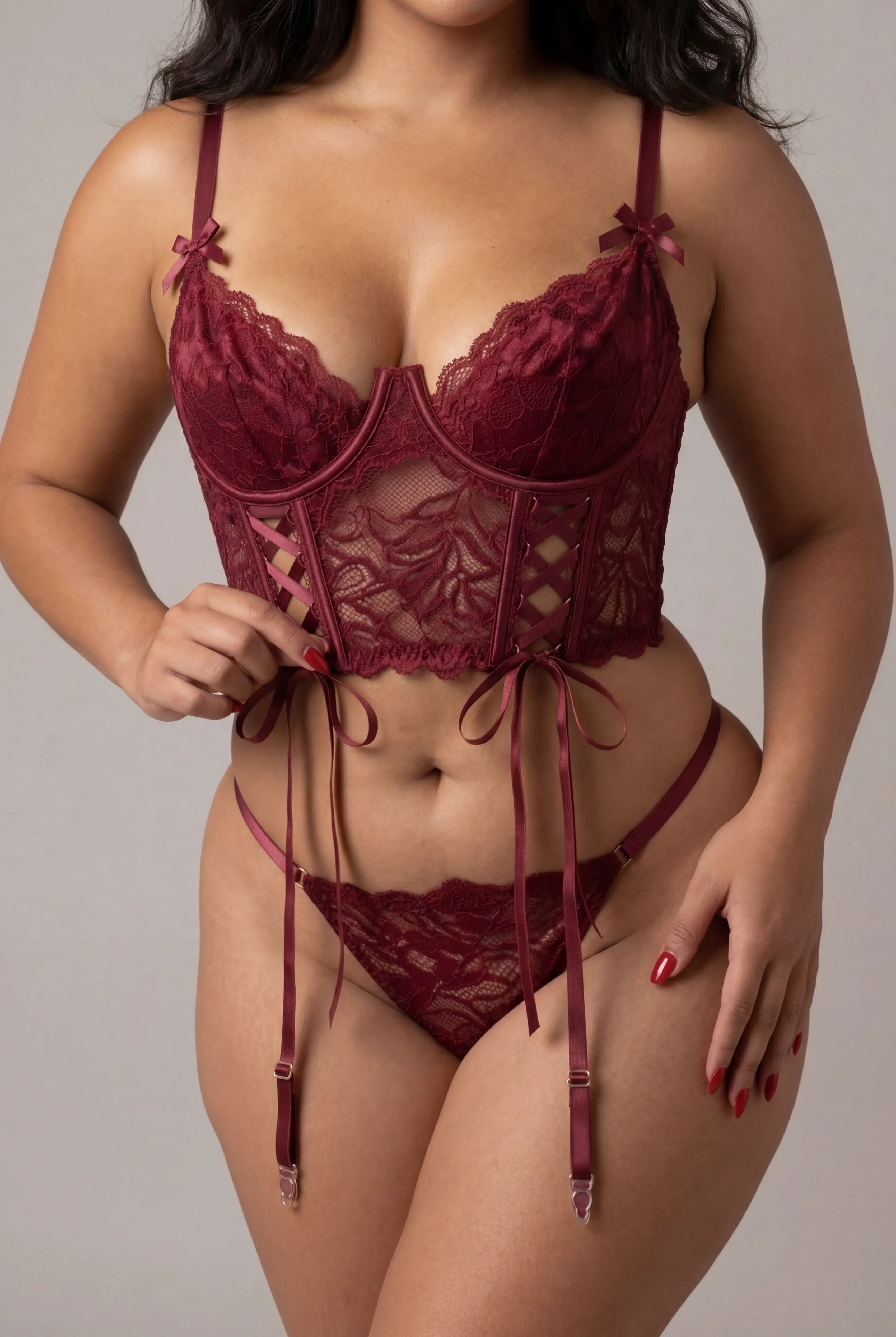Three-piece lingerie set - Promise Bordeaux